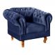 Poltrona Chesterfield Dom Pedro Vintage Retrô Capitonê Suede Azul Marinho