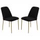 Conjunto 2 Cadeiras Londres Veludo Preto Metal Dourado