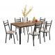 Conjunto de Mesa Retangular com Tampo de MDP Amadeirado e 6 Cadeiras Adriana III Revestimento Sintético Cedro e Preto