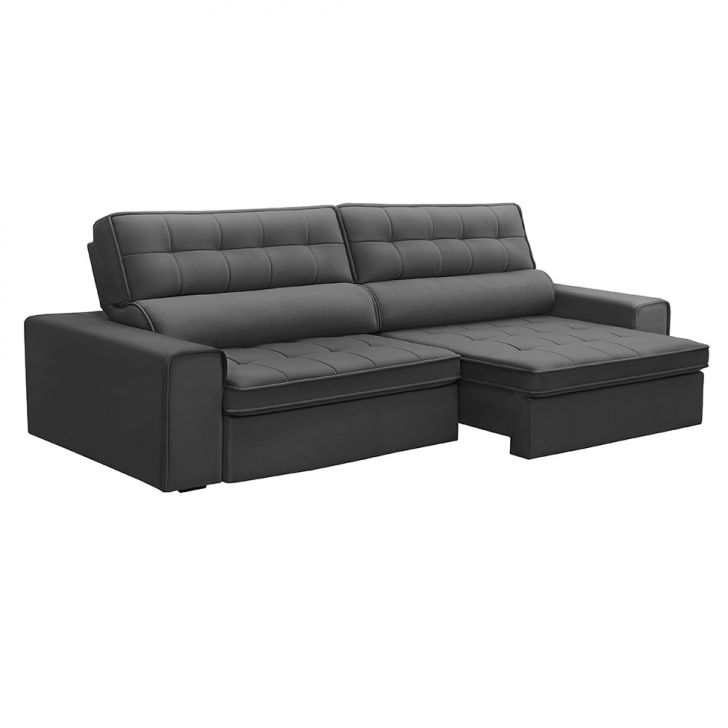 Image of Sofá 5 Lugares Retrátil E Reclinável Ravena Veludo Chumbo PLA-FE691UP00ECLMOB