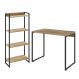 Kit Para Escritório Estante Areta 4 Prateleiras Mesa Industrial Aspen 90cm C01 Carvalho - Lyam Decor