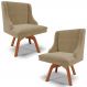 Kit 2 Cadeiras Decorativas Sala de Jantar Base Giratória de Madeira Firenze Suede Nude/Natural G19 - Gran Belo