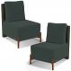 Kit 02 Poltronas Decorativas Sala de Estar Living Pés Madeira Hungria L02 Couríssimo Verde Suede Verde Musgo - Lyam
