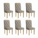 Kit 6 Cadeiras Diamante JCM Movelaria Cinamomo Veludo Bege