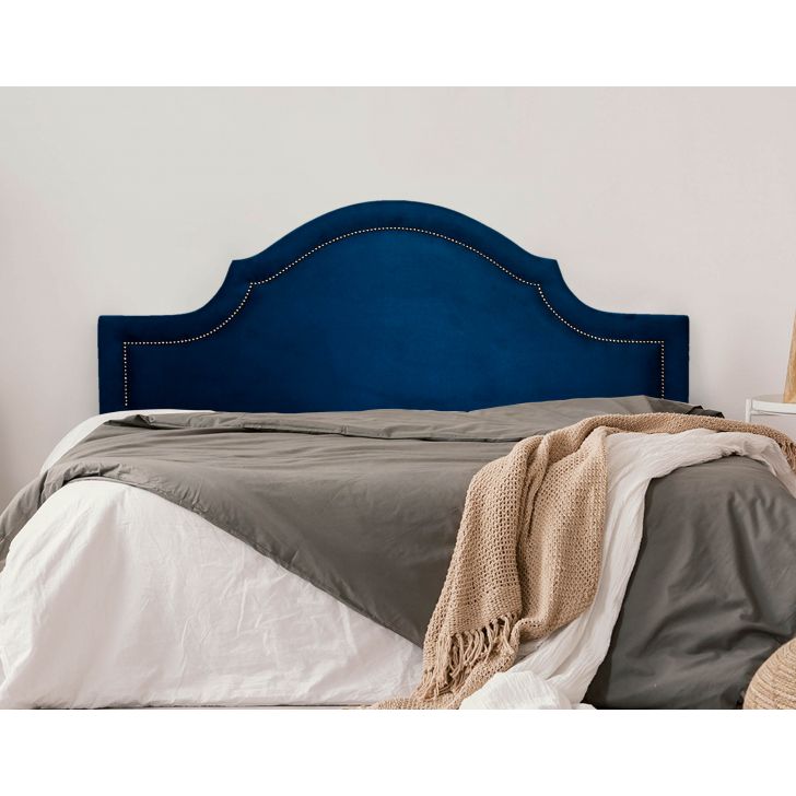 Cabeceira King Para Cama Box Provençal 193x60 Suede Azul - Tachas Fumê