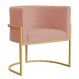 Poltrona Decorativa Sala de Estar Luana Base Gold Veludo Rosa - Montanaris Decor