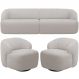 Sofá 3 Lugares Curvo Orgânico com 02 Poltronas Para Sala Living 250cm Barolo L06 Bouclê Cinza - Lyam Decor
