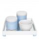 Kit Higiene Espelho Potes, Molhadeira e Capa Azul Quarto Bebê Menino