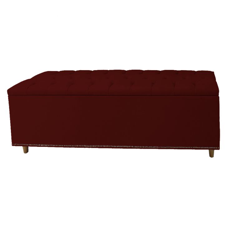 Calçadeira Recamier Baú Casal Queen 160cm Diana Suede Bordô - Dellas Store