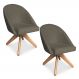 Kit 02 Poltronas Cadeira Giratória Bela Suede Marrom Rato Base de Madeira - Pallazio