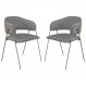 Conjunto 2 Cadeiras Veneza Couro Cinza Metal Champanhe