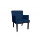 Poltrona Decorativa Vitória Sala e Recepção Com Base de Madeira Suede Azul Marinho - DS Estofados