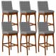 Kit 06 Banquetas Altas Para Cozinha Sala De Jantar Fixa Mila L02 Facto Cinza Fosco - Lyam Decor