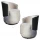 Kit 2 Poltronas Orgânica Decorativa Lara Veludo Bege/PU Cinza - Montanaris Decor