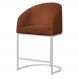 Poltrona Cadeira Banqueta Mia Base Branca Veludo Terracota - Montanaris Decor