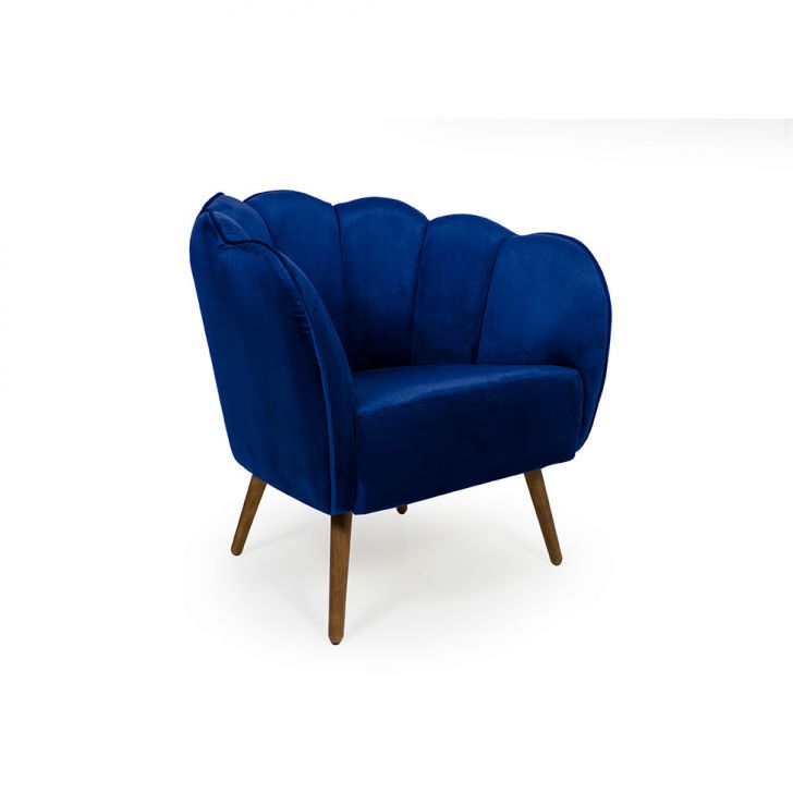 Poltrona Ariel Pé Palito Veludo Royal E Madeira