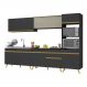 Armário de Cozinha Completa 302cm Veneza Multimóveis V3750 Preto/Dourado