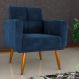 Poltrona Decorativa para Sala Lilian Veludo Azul