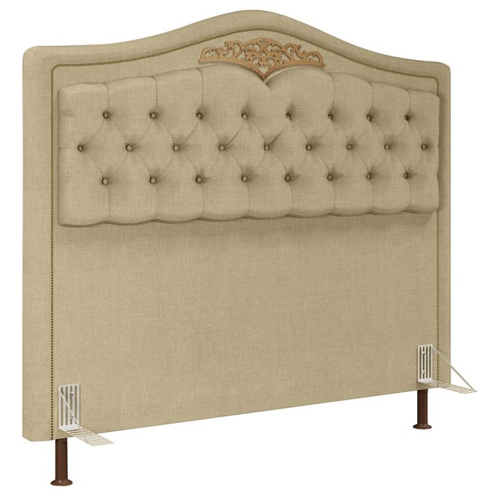 Cabeceira Cama Box Casal 140cm com Tachas Imperial J02 Linho Areia - Mpozenato