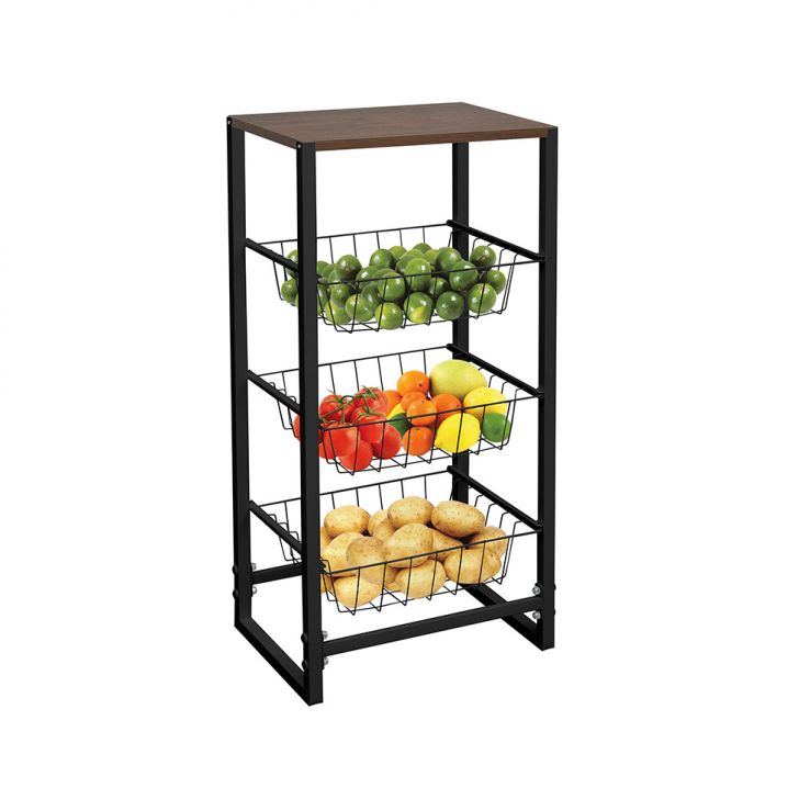 Fruteira Macaú 3 Cestos Preta E Marrom