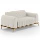 Sofá 3 Lugares Para Sala de Estar Molino 180 cm D02 Pés D'Ouro Linho Cru C-443 - Lyam Decor