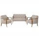 Conjunto Decorativo 2 Poltronas e 1 Namoradeira 2 Lugares Hand Linho Bege G45 - Gran Belo