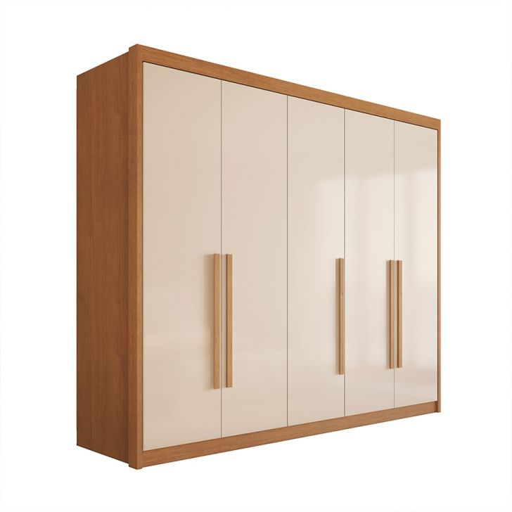 Guarda-roupa Casal Bari 5 Portas 8 Gavetas Cinamomo E Off White