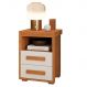 Mesa de Cabeceira Pés Madeira 2 Gavetas Tóquio 100% MDF Nature/Off White