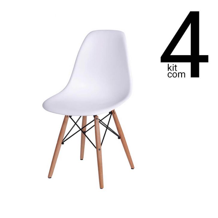 Conjunto 4 Cadeiras Eames DSW - Branca