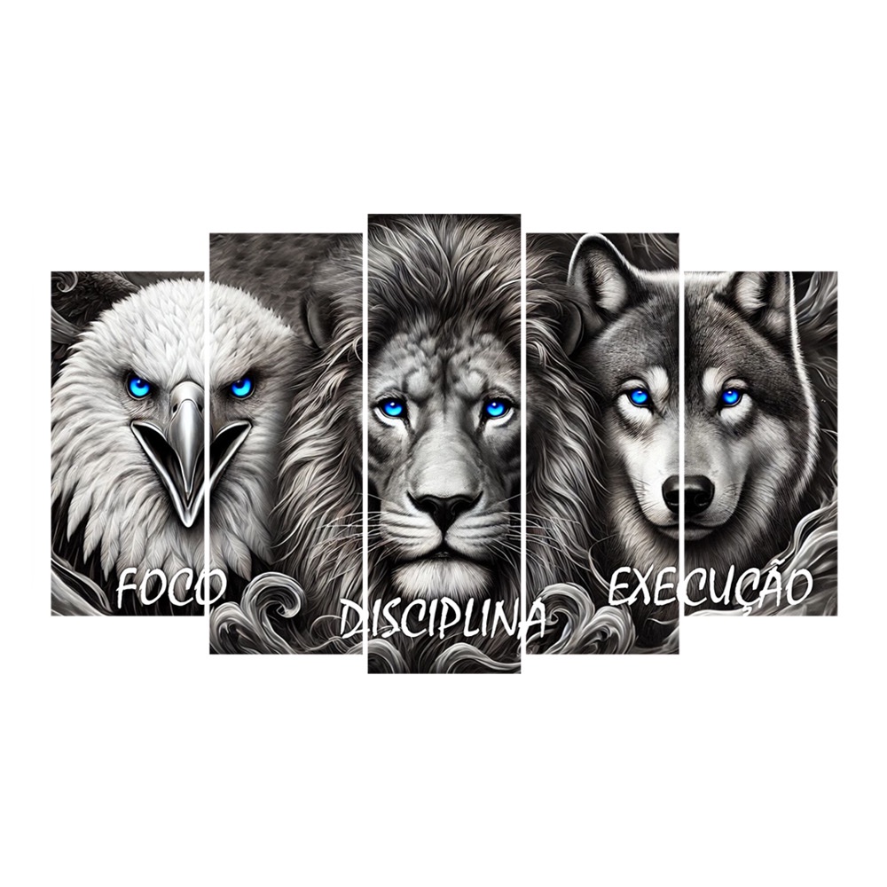 Kit Quadro Decorativo Animais Para Sala de Estar 158x90cm A1 - Pallazio