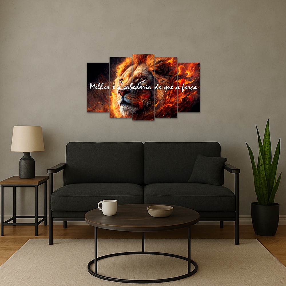 Kit Quadro Decorativo Animais Para Sala de Estar 88x48cm A109 - Pallazio