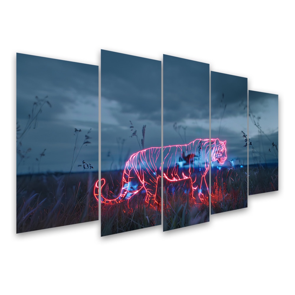 Kit Quadro Decorativo Animais V2 Para Sala de Estar 128x72cm A145 - Pallazio
