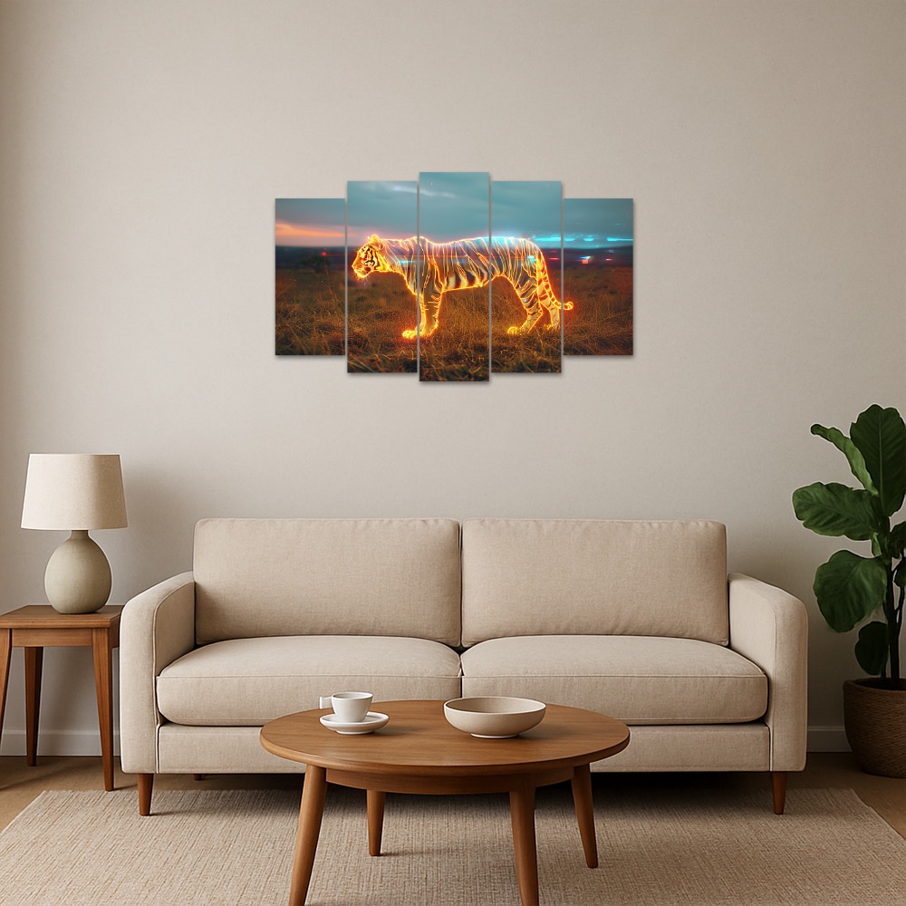 Kit Quadro Decorativo Animais V2 Para Sala de Estar 128x72cm A151 - Pallazio
