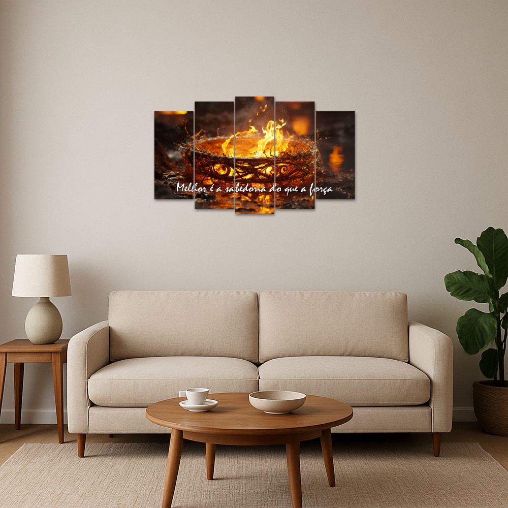 Kit Quadro Decorativo Religioso Para Sala de Estar 108x60cm A55 - Pallazio