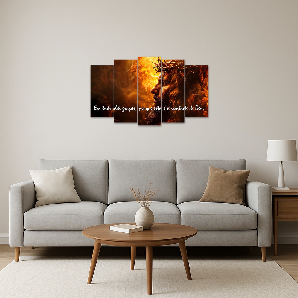 Kit Quadro Decorativo Religioso Para Sala de Estar 128x72cm A163 - Pallazio