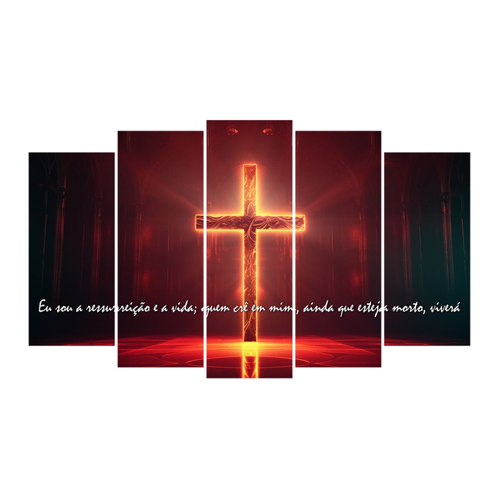 Kit Quadro Decorativo Religioso Para Sala de Estar 128x72cm A169 - Pallazio