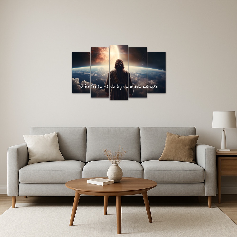 Kit Quadro Decorativo Religioso Para Sala de Estar 88x48cm A31 - Pallazio