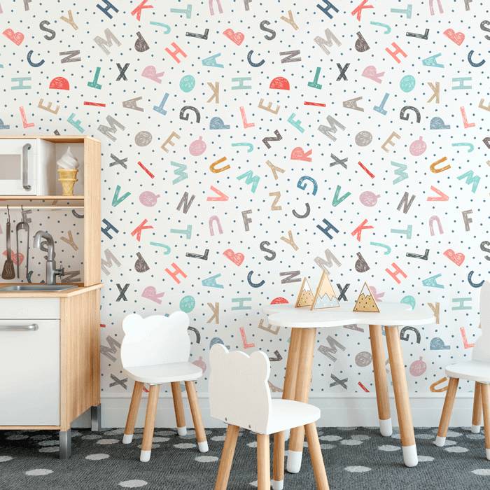 Papel de Parede Infantil Alfabeto Escolar N3934
