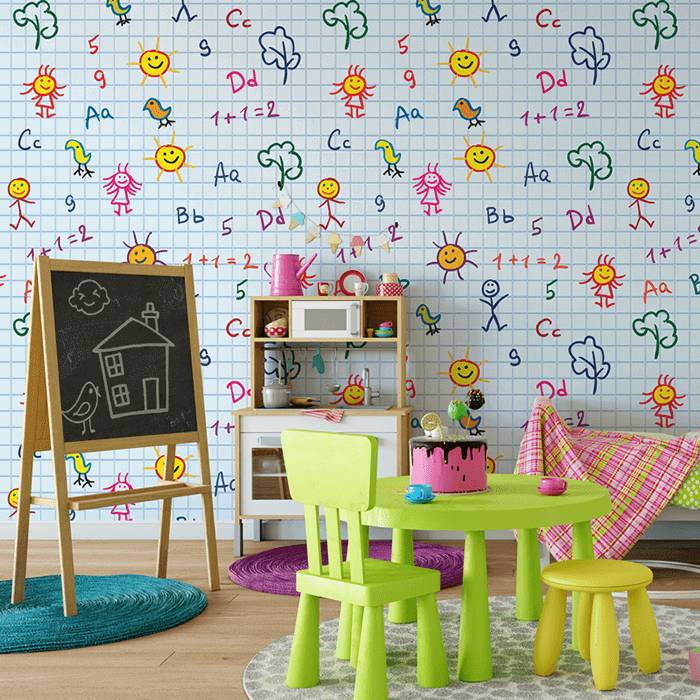 Papel de Parede Infantil Alfabeto Escolar N4062