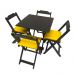 Conjunto Mesa Dobrável 70x70 C/ 4 Cadeiras Estofadas Amarelo