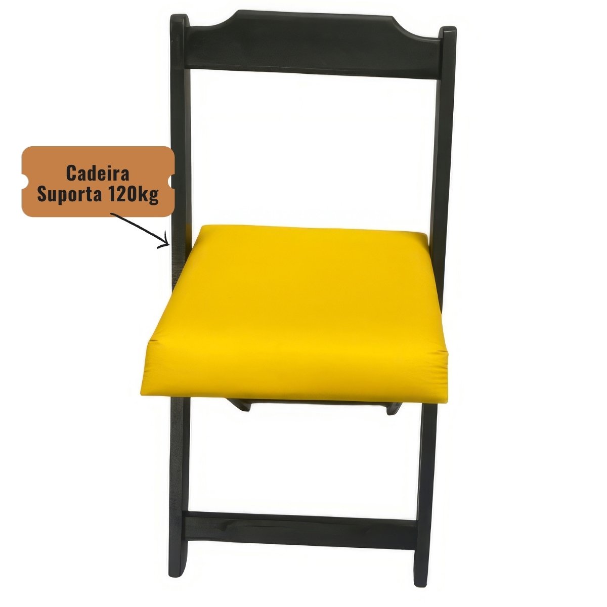 Conjunto Mesa Dobrável 70x70 C/ 4 Cadeiras Estofadas Amarelo
