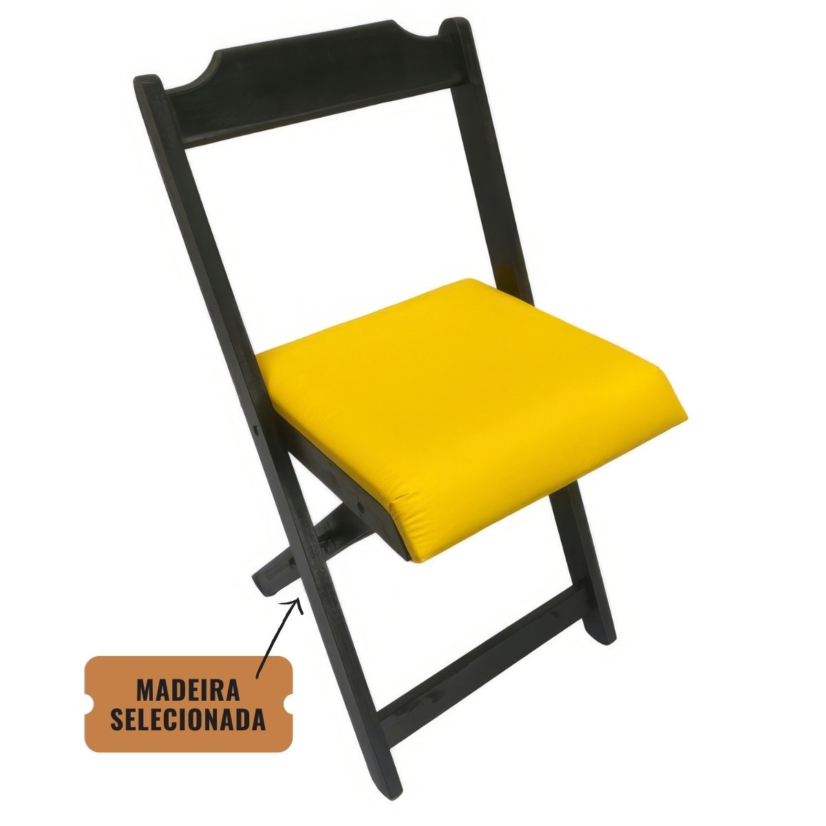 Conjunto Mesa Dobrável 70x70 C/ 4 Cadeiras Estofadas Amarelo