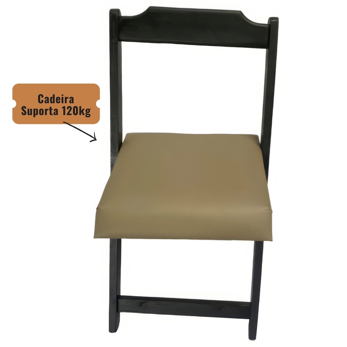 Conjunto Mesa Dobrável 70x70 C/ 4 Cadeiras Estofadas Bege