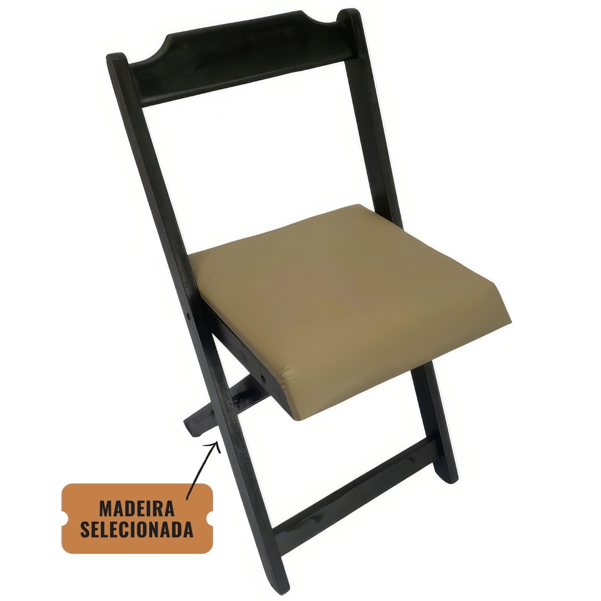 Conjunto Mesa Dobrável 70x70 C/ 4 Cadeiras Estofadas Bege