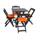 Conjunto Mesa Dobrável 70x70 C/ 4 Cadeiras Estofadas Laranja