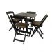 Conjunto Mesa Dobrável 70x70 C/ 4 Cadeiras Estofadas Marrom