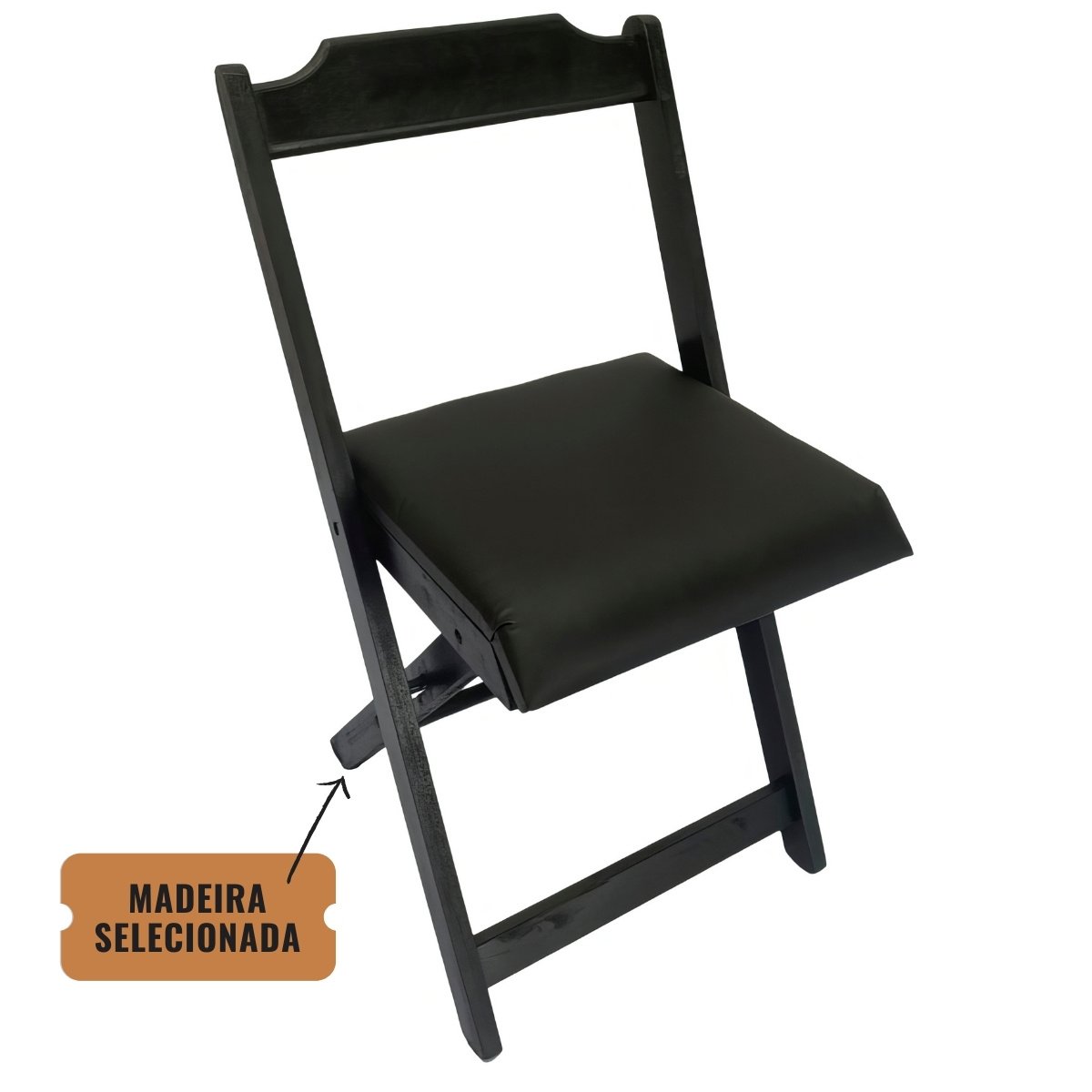 Conjunto Mesa Dobrável 70x70 C/ 4 Cadeiras Estofadas Preto