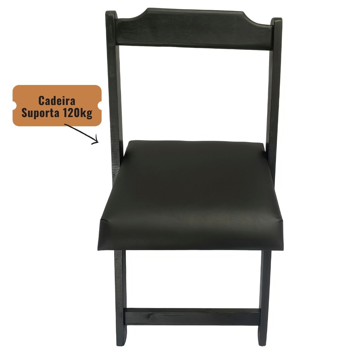 Conjunto Mesa Dobrável 70x70 C/ 4 Cadeiras Estofadas Preto