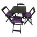 Conjunto Mesa Dobrável 70x70 C/ 4 Cadeiras Estofadas Roxo