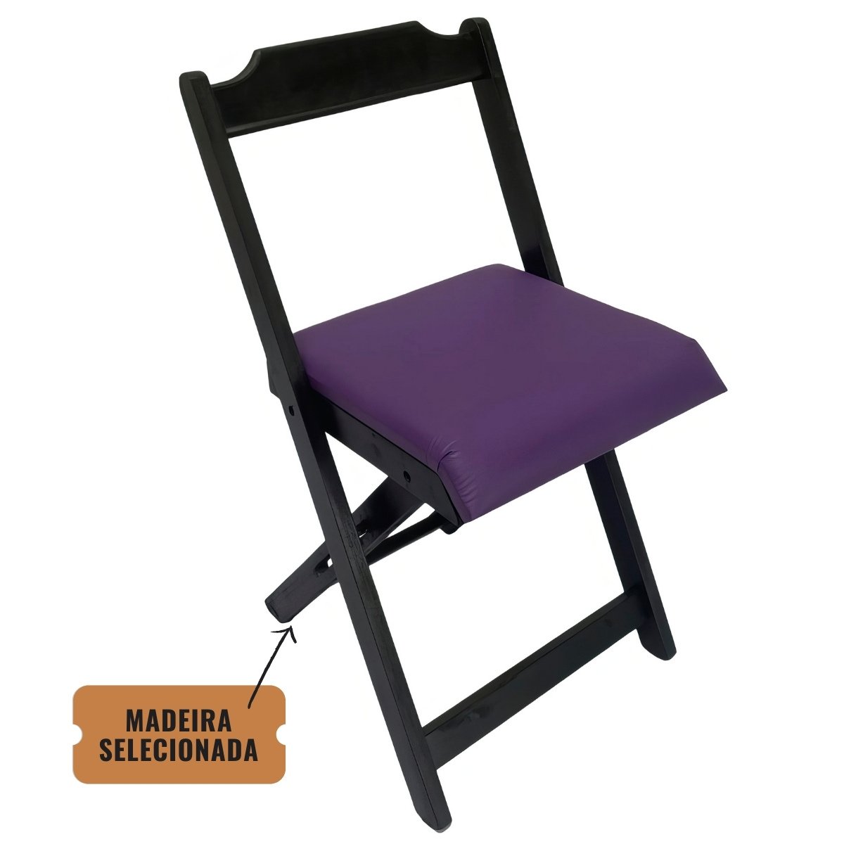 Conjunto Mesa Dobrável 70x70 C/ 4 Cadeiras Estofadas Roxo